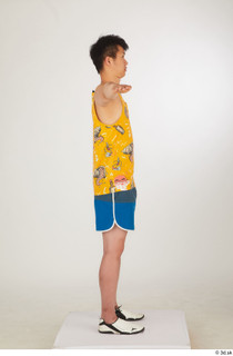  Lan blue shorts dressed sports standing t poses white sneakers whole body yellow printed tank top 0007.jpg